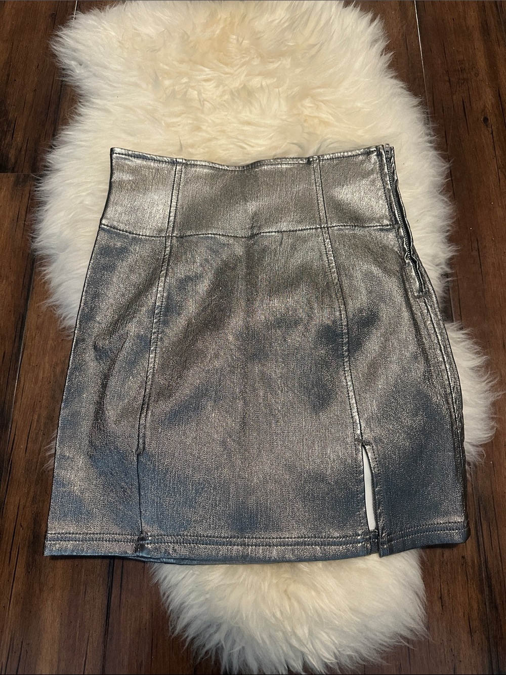 NWOT metallic FREE PEOPLE mini skirt